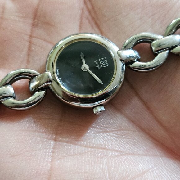 ESQ by Movado Swiss Women Wristwatch Black Face Silver Tone Analog Watch - Picture 5 of 15